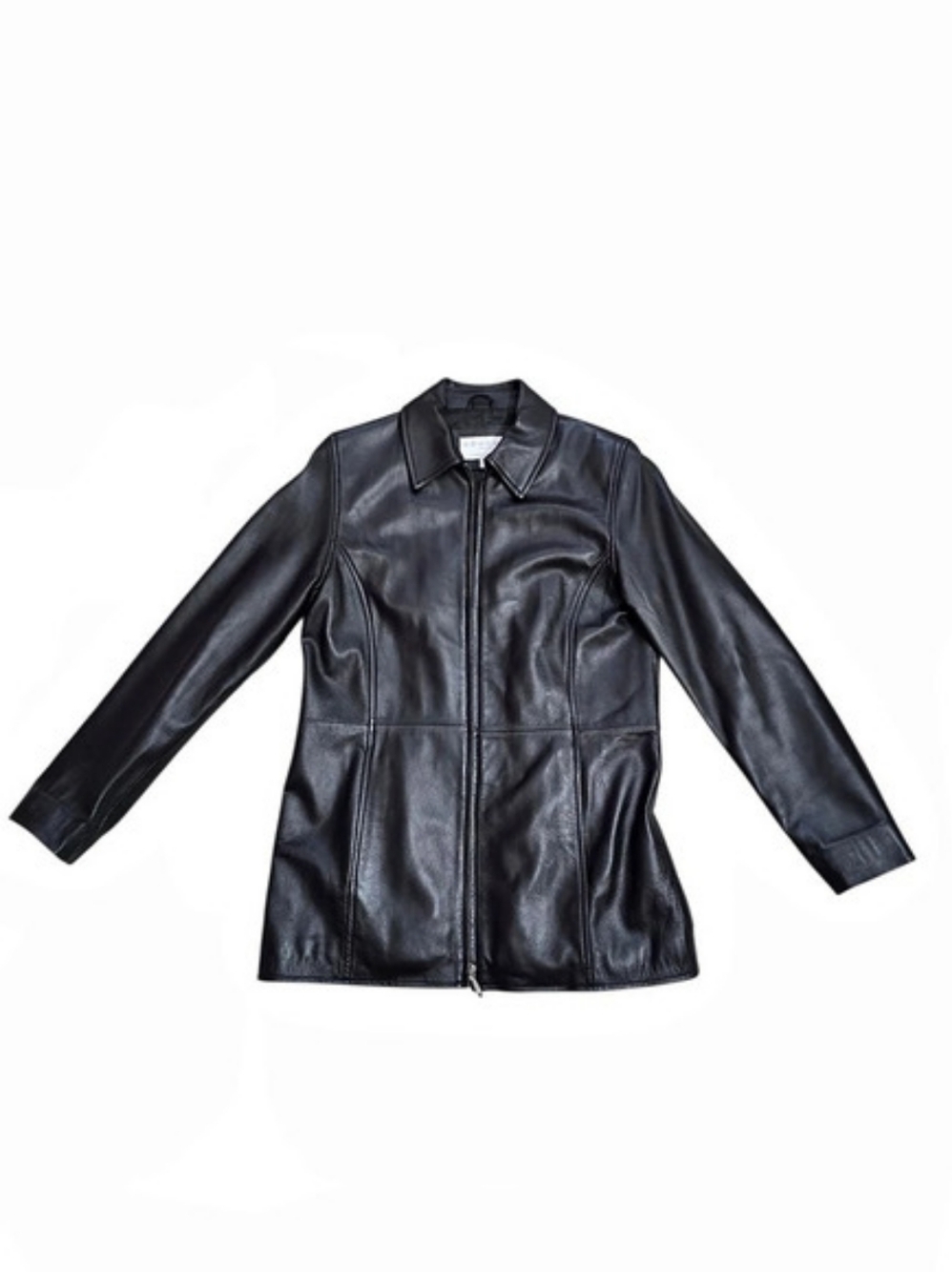 Sonoma Unisex Black Lambskin Soft Leather Long Zip Jacket Like New S
